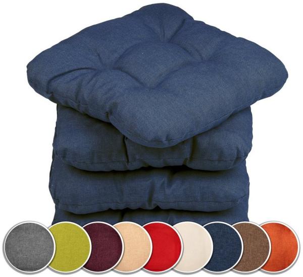 sunnypillow Stuhlkissen 4er Set Stuhlkissen 40x40 cm Bequeme 8cm, Polsterauflage Auflage für Stühle / Bänke