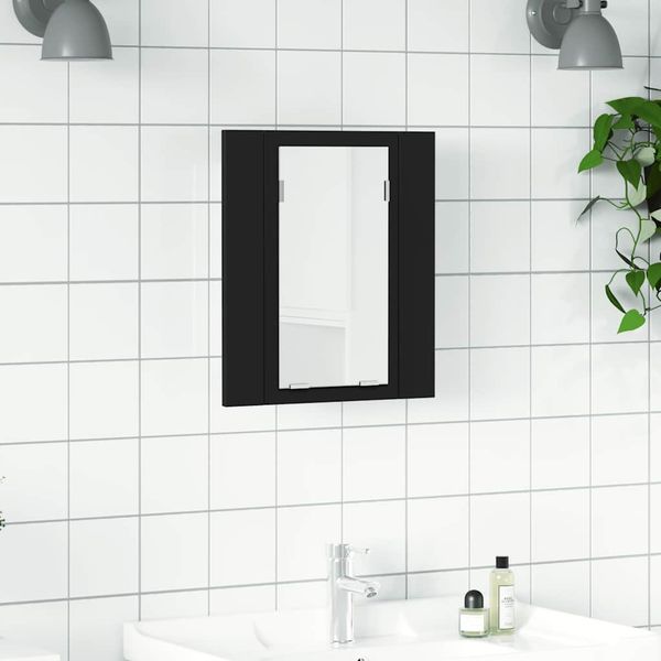 LED Spiegelschrank, Badezimmerschrank Schwarz 40x12x45 cm Acryl