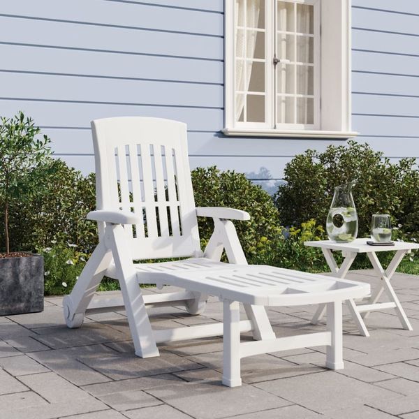 vidaXL Klappliege mit Rollen Weiß PP 364696