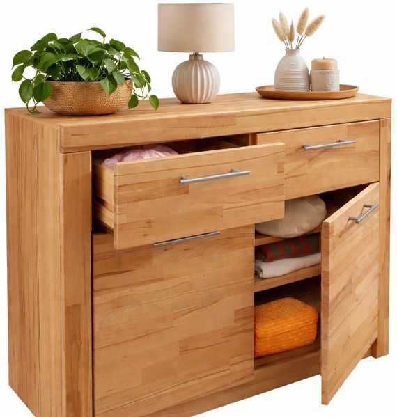 bv-vertrieb Garderobenschrank Anrichte Kernbuche Garderobenkommode Schubkastenschrank #1221-10