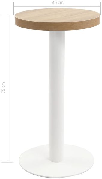Bistrotisch FLORI rund Hellbraun/Weiß 40 cm MDF | Esstisch kleiner Tisch Cafe Gartentisch Balkontisch Outdoortisch Bild 5
