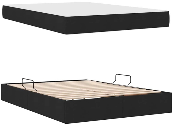 vidaXL Aufbewahrungsbett mit Matratze Schwarz 140x200 cm Polyester 3399666 Bild 7