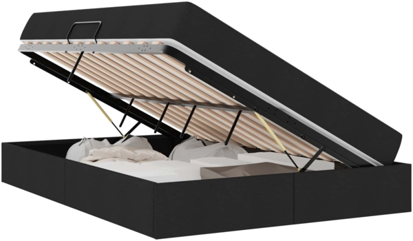vidaXL Aufbewahrungsbett mit Matratze Schwarz 140x200 cm Polyester 3399666 Bild 1