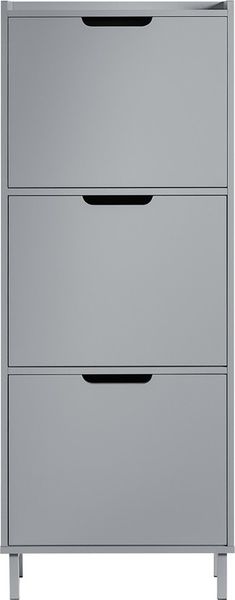SoBuy FSR151-H-HG Schuhschrank, MDF, Lackiert, Hellgrau, 100 x 91 x 19 cm