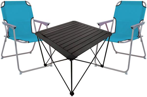 3teiliges Campingmöbel Set Campingtisch Campingstuhl L70xB70xH56cm