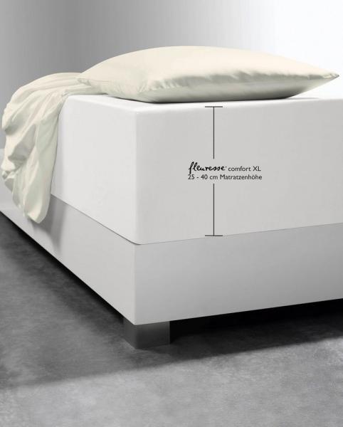 Fleuresse 'Comfort XL' Spannbetttuch, 180x200 - 200x220 cm, bis 40 cm Höhe, naturweiß
