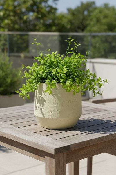 VIVANNO Blumentopf Fiberglas NEXORA Rund - Vesuvcreme Matt (1 St), 31x28 cm