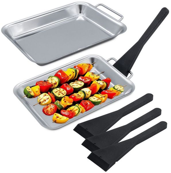 Spetebo Grillpfanne Edelstahl Grillpfännchen Set - 6 teilig, Edelstahl (Anzahl, 1-tlg, Stück), lebensmittelecht