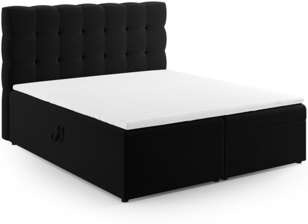 Micadoni Boxspringbett Mamaia Samt Bluvel Schwarz 180x200