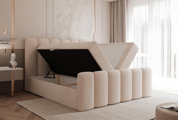 Compleo Boxbett BUBBLE, Wolkenbett, Bequem, Bonell, Topper, Doppelbett gepolstertes Kopfteil mit Bettkasten Bild 2