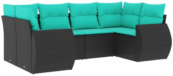 vidaXL 6-teiliges Gartensofa-Set mit Kissen, schwarzes Polyrattan 3221776