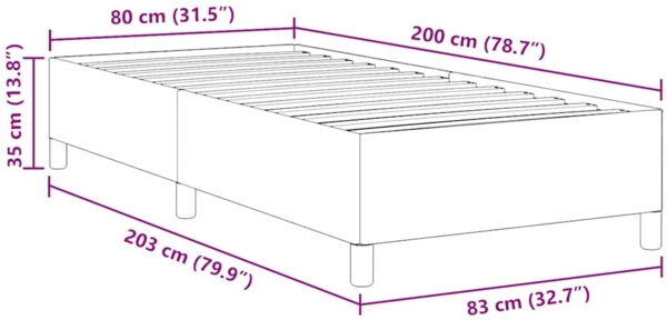 vidaXL Bettgestell Dunkelgrau 80 x 200 cm Cordstoff 42006938 Bild 7