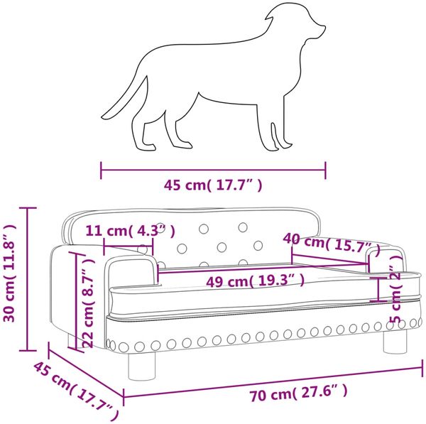 vidaXL Hundebett, Samt blau, 30 x 70 x 45 cm Bild 7