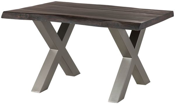 Baumtisch Mango 140x90x77 grau lackiert / X-Beine silber matt FREEFORM 5