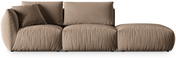 Micadoni Modulares Sofa Chris 3-Sitzer Rechts Samt Hellbraun