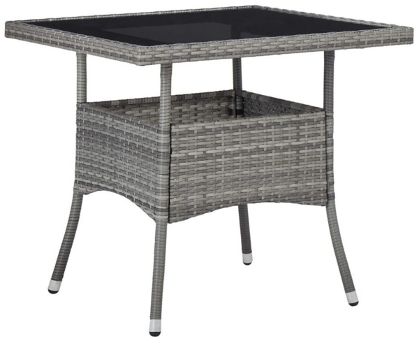 vidaXL Garten-Esstisch Grau Poly Rattan und Glas 46178