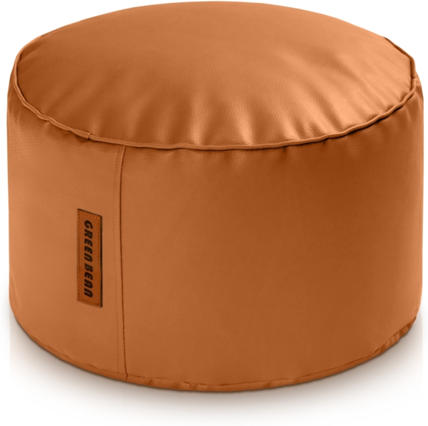 Green Bean® Sitzhocker aus Kunstleder - Pouf mit EPS Perlen Füllung - 43 x 30 cm - perfekte Ergänzung zum Sitzsack - Cognac
