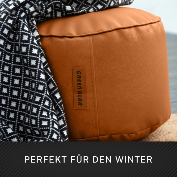 Green Bean® Sitzhocker aus Kunstleder - Pouf mit EPS Perlen Füllung - 43 x 30 cm - perfekte Ergänzung zum Sitzsack - Cognac Bild 6