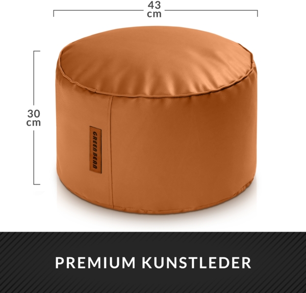 Green Bean® Sitzhocker aus Kunstleder - Pouf mit EPS Perlen Füllung - 43 x 30 cm - perfekte Ergänzung zum Sitzsack - Cognac Bild 4