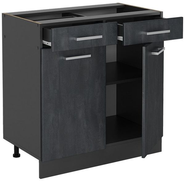 Küchenunterschrank R-Line Schwarz Beton 80 cm ohne Arbeitsplatte Vicco Bild 3