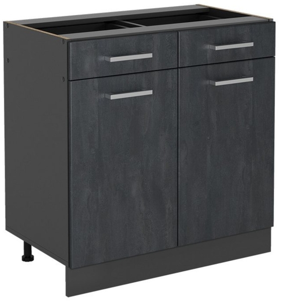 Vicco Küchenunterschrank Schwarz Beton 80 cm ohne Arbeitsplatte, R-Line