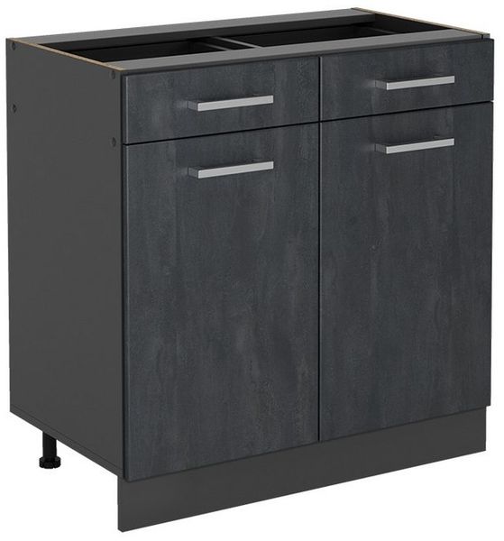 Küchenunterschrank R-Line Schwarz Beton 80 cm ohne Arbeitsplatte Vicco Bild 5