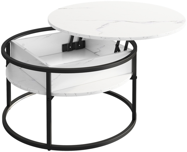 Couchtisch Marlo Marmor Weiß 77 x 77 cm Vicco