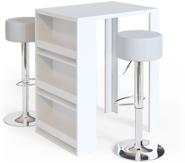Bartisch-Set Weiß 57 x 80 cm mit 2 Barhockern Vicco