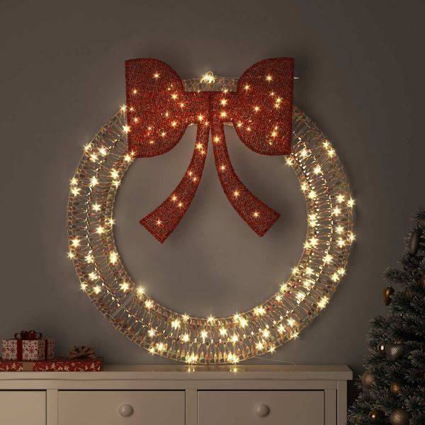 vidaXL Kranz mit 150 LEDs Warmweiß 121 x 121 x 10 cm PET 42019135