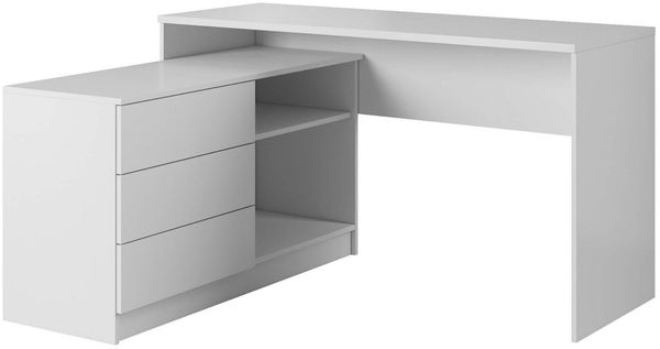 MOEBLO Eckschreibtisch WITO (Weiß/Graphit, Bürotisch Computertisch für Büro, Kinderschreibtisch Schülerschreibtisch), (BxHxT):139x76x51 cm