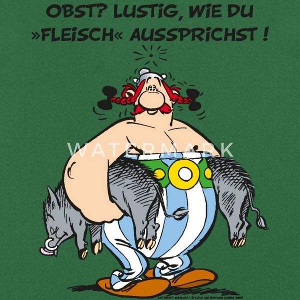 Spreadshirt Kochschürze Asterix und Obelix Obst Fleisch Spruch Kochschürze, (1-tlg)