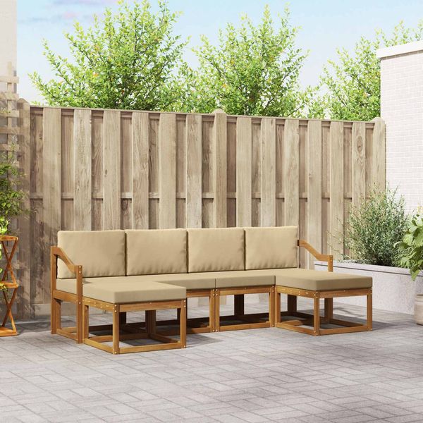 vidaXL Outdoor-Sofagarnitur 6 pcs Natur und Beige Holzwerkstoff 3366796