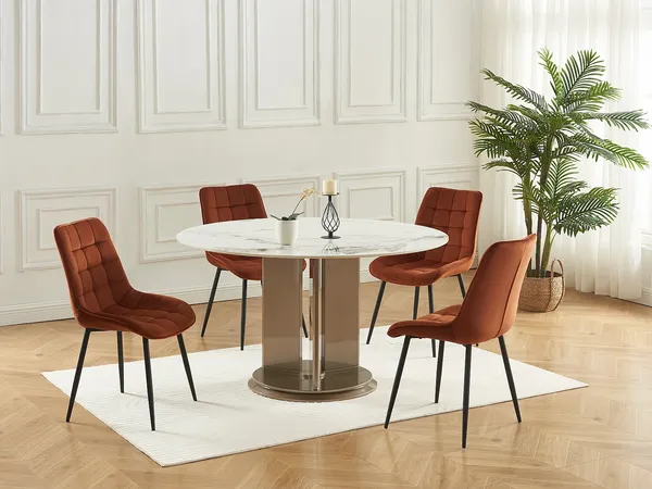 Vente-unique - OLLUA Stuhl SamtStoff Rot - B 60 cm x H 87 cm x L 49,5 cm