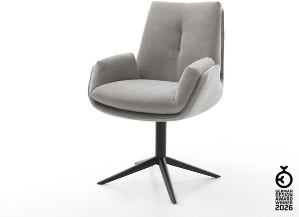 Drehstuhl Clea-Flex Strukturstoff Soft Grau Fußkreuz Schwarz 360° drehbar Wippfunktion