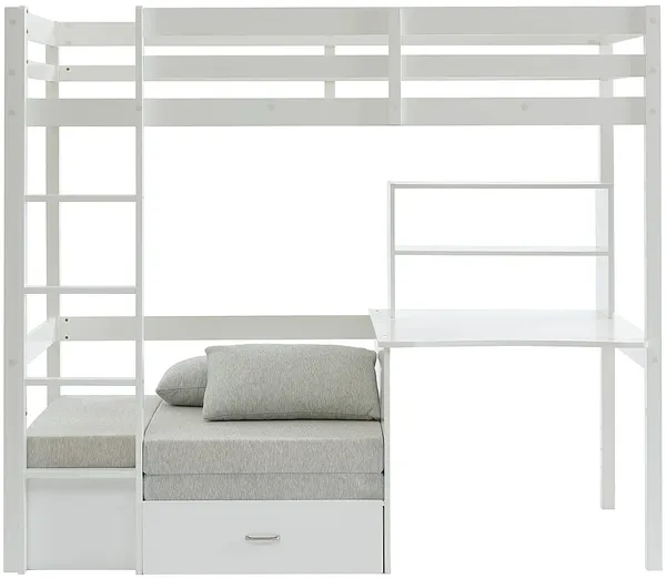 Vente-unique - GOLIATH Bett Holz, PlatteHolz, Platte Weiß - B 96,8 cm x H 178,8 cm x L 207,8 cm Bild 7