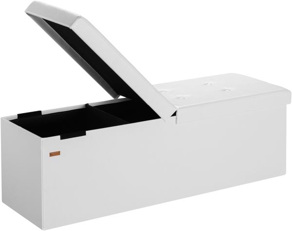 CASARIA® Faltbarer Sitztruhe mit Stauraum Kunstleder Weiß XL