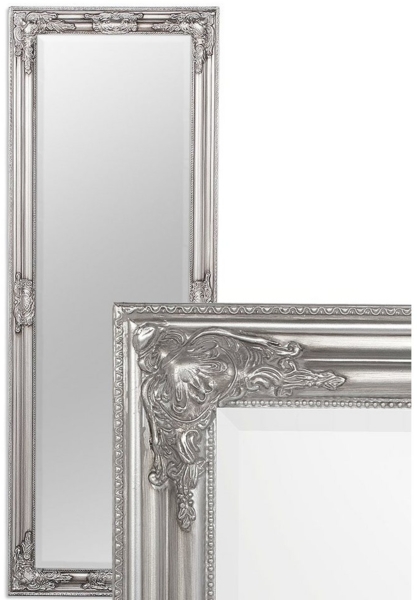 LebensWohnArt Wandspiegel Eleganter Barock Spiegel BESSA 140x50cm silber-antik Holzrahmen