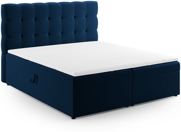 Micadoni Boxspringbett Mamaia Samt Bluvel Königsblau 160x200