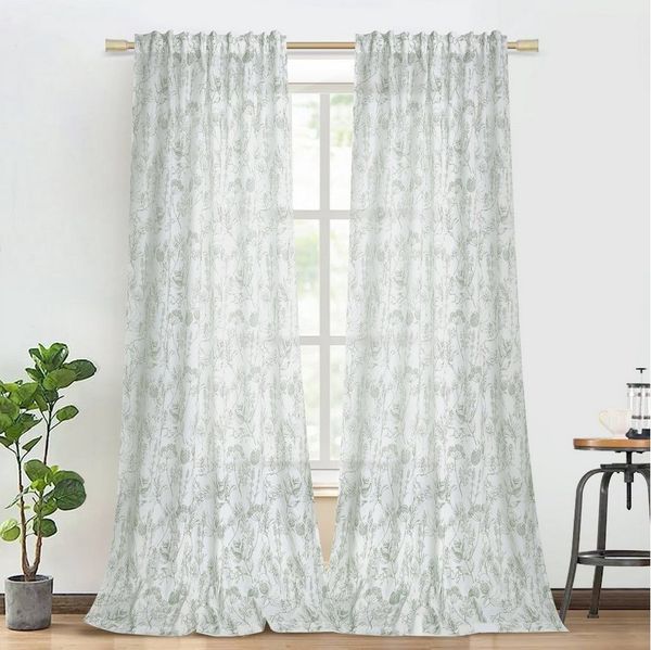 Rosnek Vorhang Tannenzapfen bedruckt, Brokat Baumwolle, für Wohnzimmer Schlafzimmer (2 St), H×B: 160×132,213×132,244×132