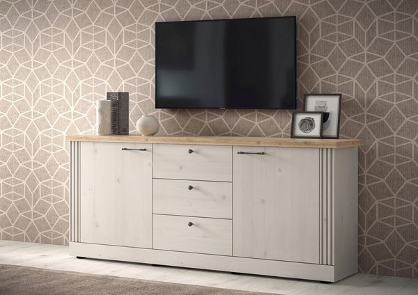 Home affaire Sideboard Country Breite 211 cm, Kommode 2 Türen u. 3 Schubkästen, Anrichte, im Landhausstil, viel Stauraum, mit Metallgriffe, MDF Rahmen