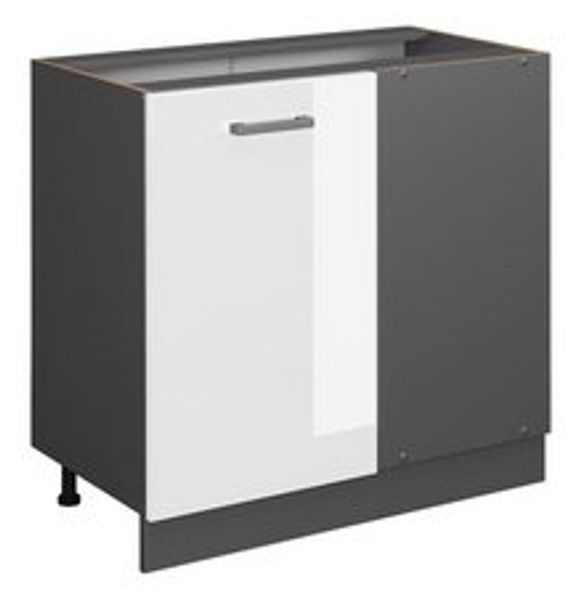 Eckunterschrank R-Line Weiß Hochglanz 86 cm ohne Arbeitsplatte Vicco Bild 6