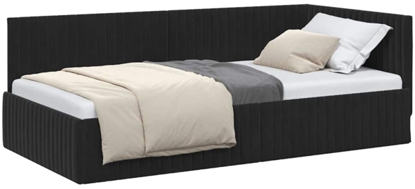 vidaXL Eckbettgestell mit Kopfteil Schwarz 100 cm x 200 cm Stoff 42016281 Bild 2