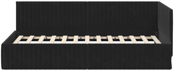 vidaXL Eckbettgestell mit Kopfteil Schwarz 100 cm x 200 cm Stoff 42016281 Bild 4