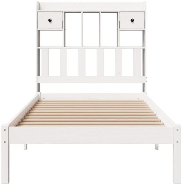 vidaXL Massivholzbett mit Regal ohne Matratze Weiß 90x190 cm Kiefer 3321613 Bild 4