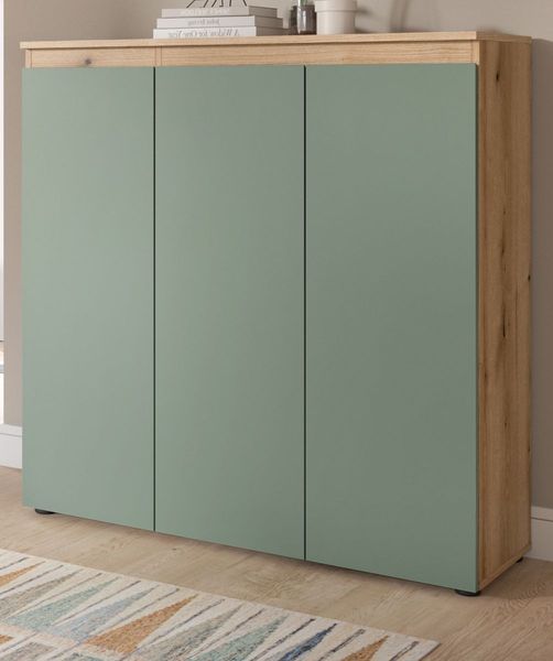 Kommode Assino in grün und Eiche 105 x 111 cm