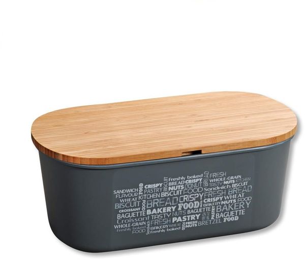 KESPER | Brotbox, Material: Bambus, Kunststoff, Maße: B 34 x T 18 x H 14 cm, Farbe: Grau | 58501
