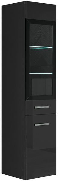 Badezimmer Schrank Rio 131 cm Hochglanz Schwarz Fronten – Regal Schrank Hochschrank Schrank Möbel Badschrank