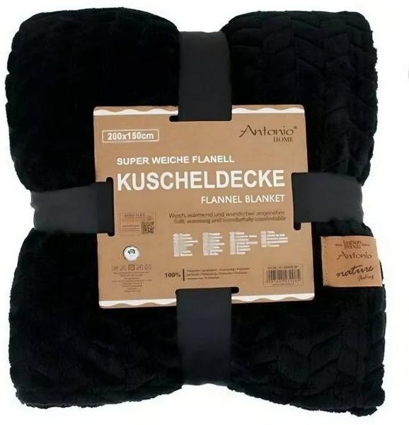 Wohndecke I Kuscheldecke I Flanell Decke I Jacquard Fashion | 150x200cm [Schwarz]