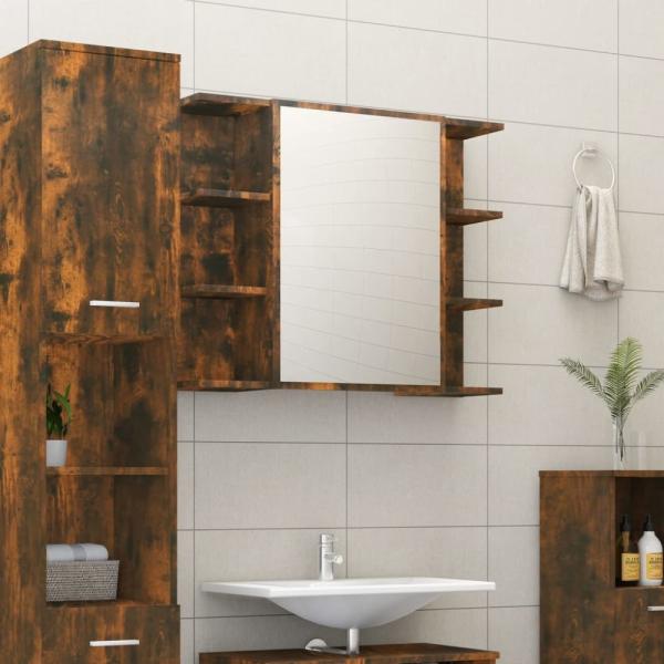 vidaXL Bad-Spiegelschrank Räuchereiche 80x20,5x64 cm Holzwerkstoff 815522