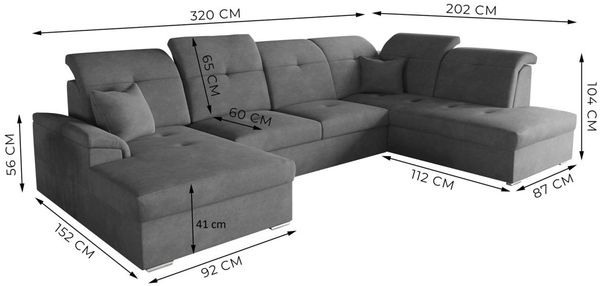 Wohnlandschaft Schlafsofa FREJA Stoff Schokoladenbraun Langer Schenkel Rechts Bild 2
